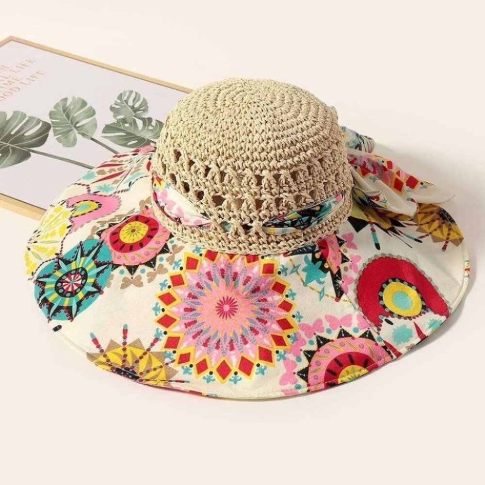 Floral Print Straw Hat - Picture 2 of 5